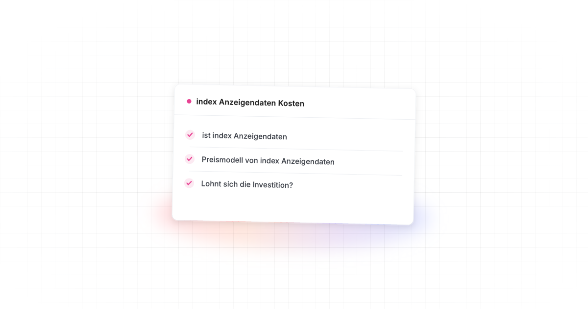 index Anzeigendaten Kosten – im Überblick
